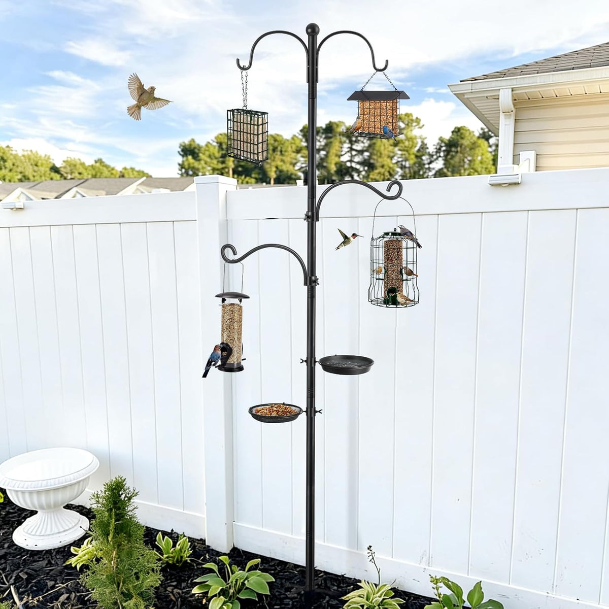 Bird Feeder Pole, Bird Feeding Station 88 Inch Shepherds Hooks for Outdoor Heavy Duty 1 Inch Dia Humming Birds Feeder