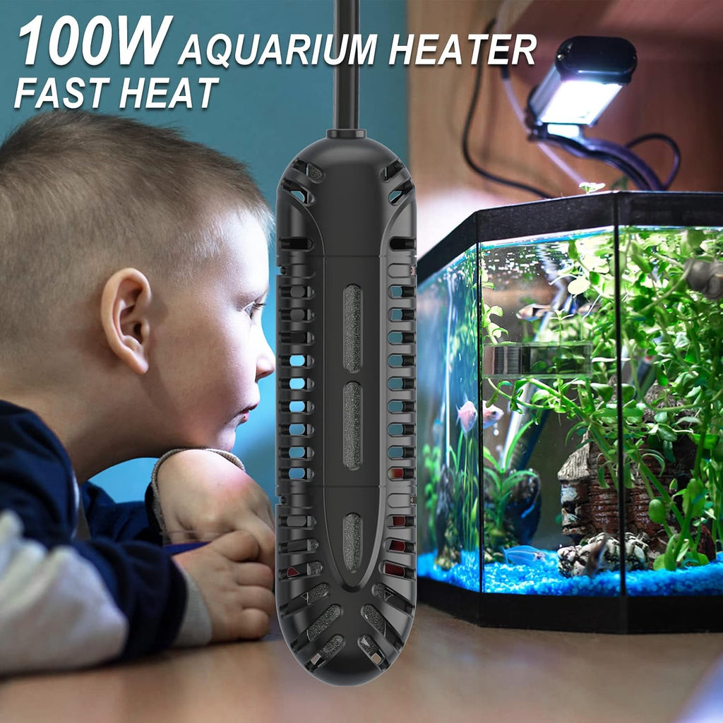 Aquarium Heater, 100W Fish Tank Heater with LED Digital Display & 5 Safety Protection, Submersible Aquarium Heater