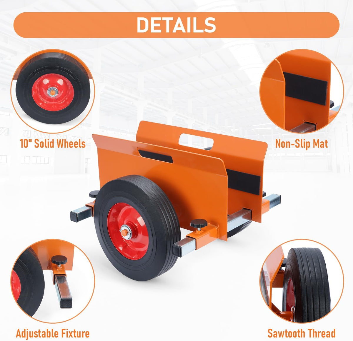 Panel Dolly Heavy Duty 1100LBS Door Dolly Cart with 10" Solid Wheels