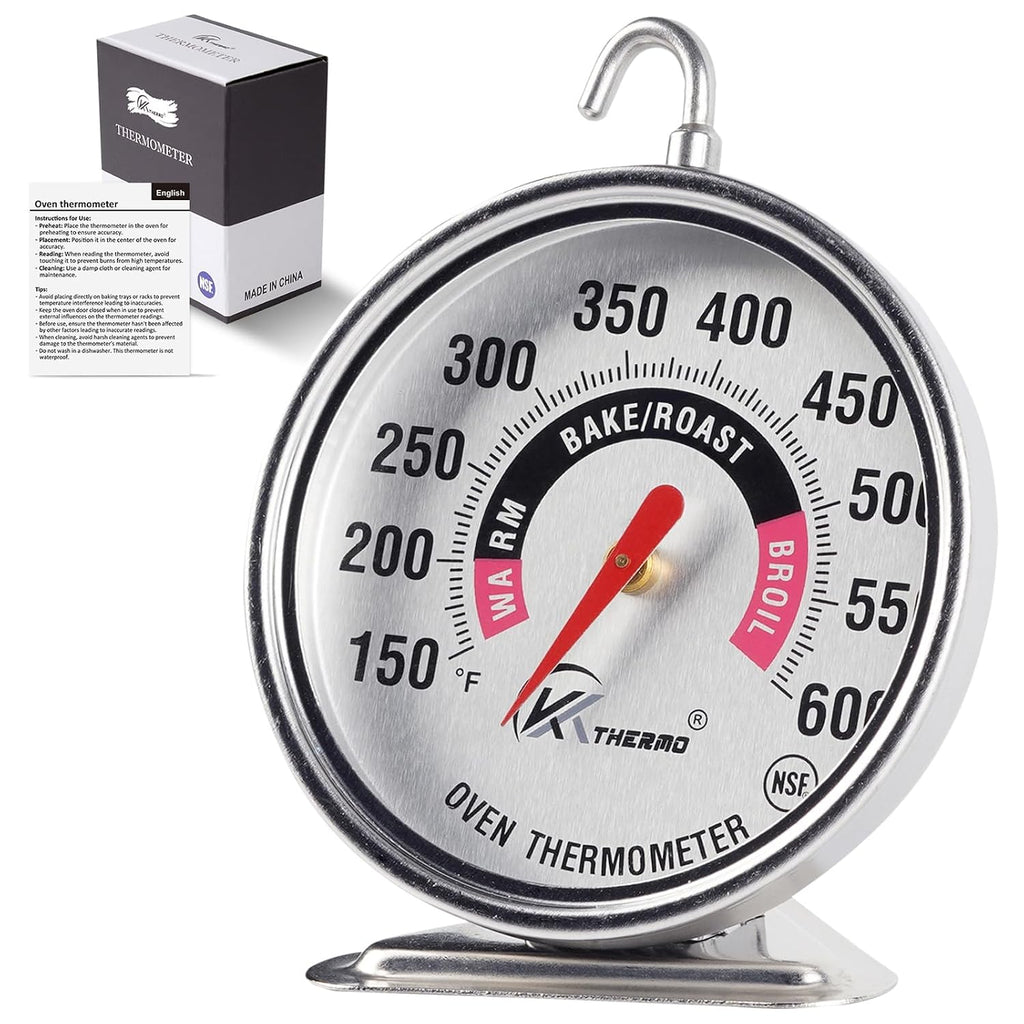 KT Thermo Oven Thermometer 2.75-Inch Large Dial, 150-600°F, NSF, Hook & Stand