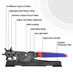 Leather Hole Punch Tool, Desktop Rotary Puncher with 6 Punch Sizes