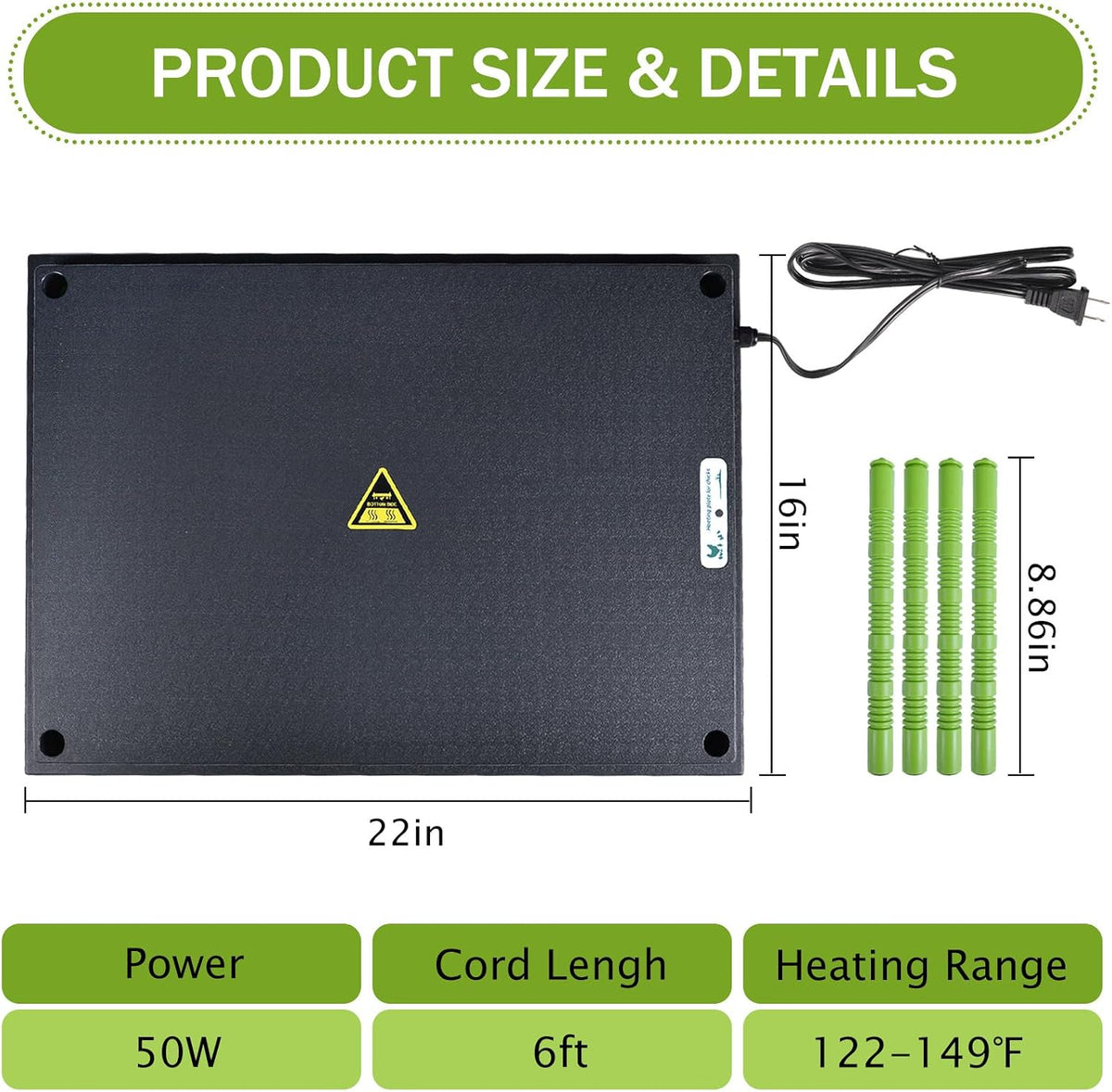 16"x22" Chick Brooder Heater Plate for Up to 50 Baby Chicks Ducks