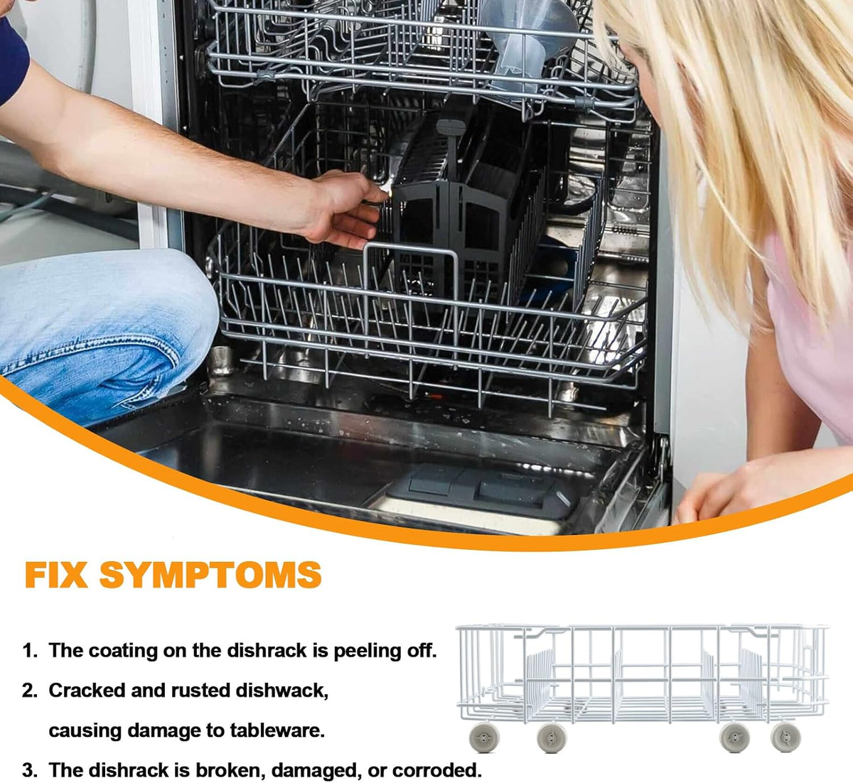 Upgraded WD28X10384 Dishwasher Lower Rack Replacement Parts for GE Dishwasher Parts Bottom Rack GLD5600V00BB GLD4560R00SS GE Dishwasher Rack Lower Dishrack Assembly Bottom Dish Rack 8 Rollers