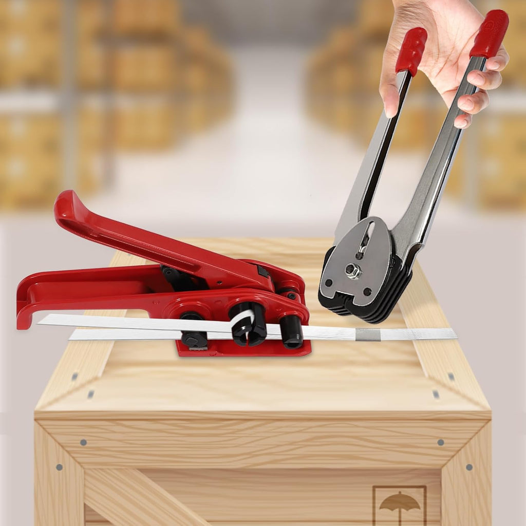 Packaging Banding Strapping Kit, 1000N Poly Strapping Tensioner Tool Pallet Packaging Strapping Banding Kit for