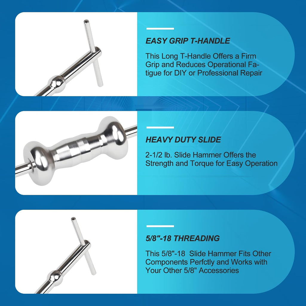 Rear Axle Bearing Remove Puller Tool Kit, Slide Hammer and Bearing Remover Set with Slide Hammer Yoke and 3 Rear Axle
