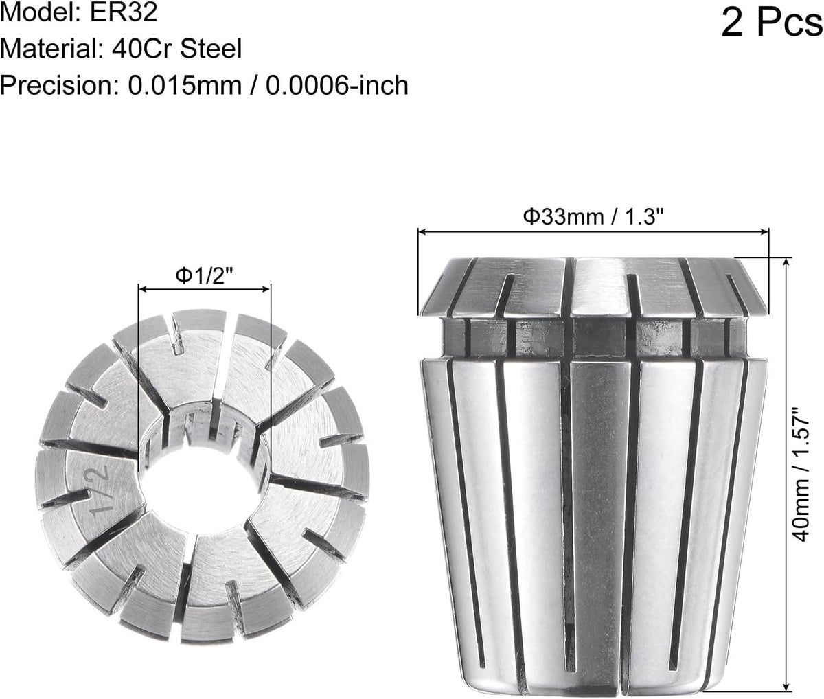 uxcell ER32 Spring Collet 1/2" Chuck for CNC Engraving Machine Lathe Milling Tool 2pcs