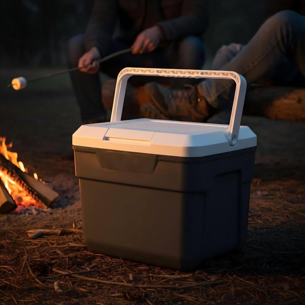 10QT Hard-Sided Insulated Cooler Gray Stores 14 Cans, Compact Leak Resistant Ice Chest, Lightweight Portable Cooler