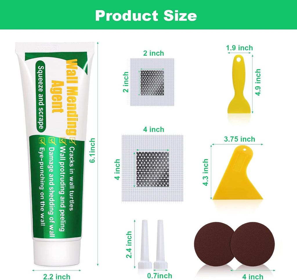 Drywall Repair Kit, 2 Pack Spackle Wall Repair Patch Kit with Scraper, Wall Mending Agent Large Hole Drywall Patch