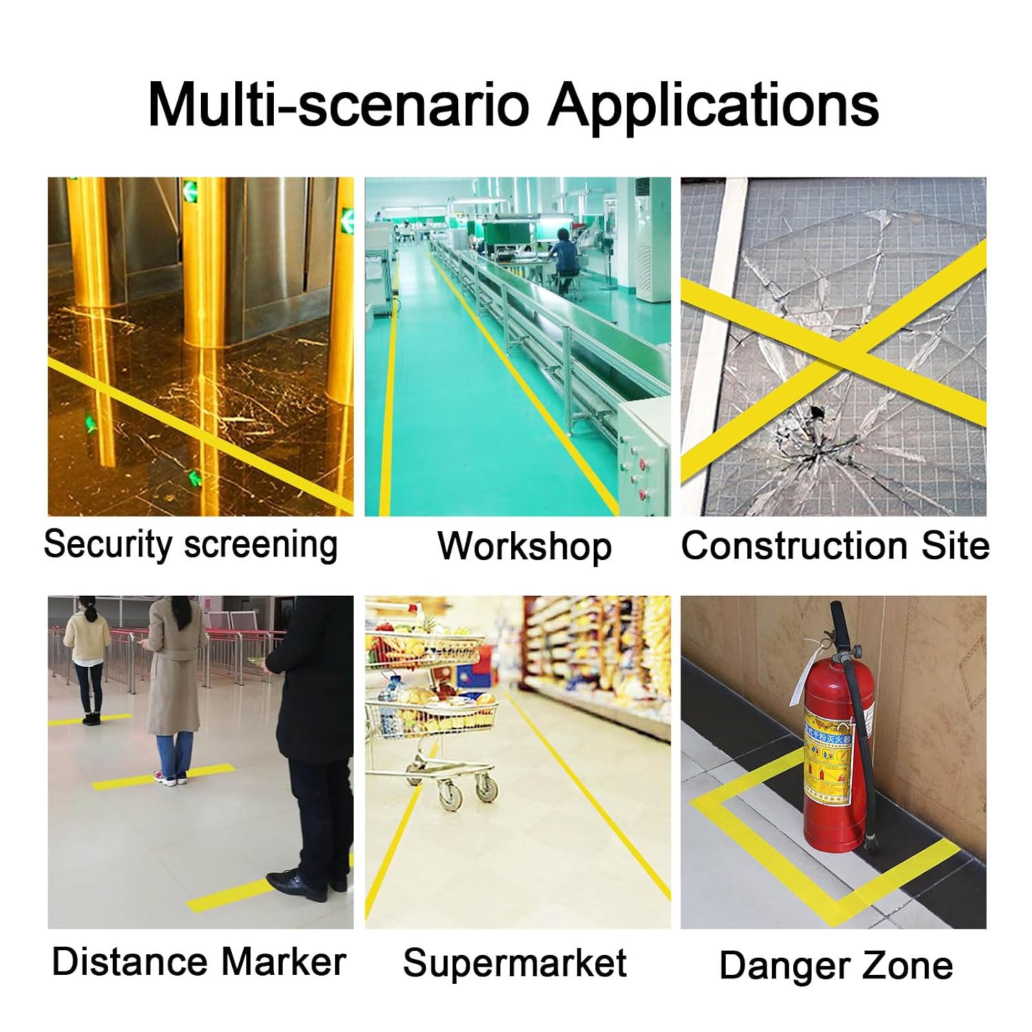 Floor Marking Tape 4 Inch x 108FT Yellow Warning Safety Stripe Tape for Walls, Floors, Pipes, Warterproof Caution