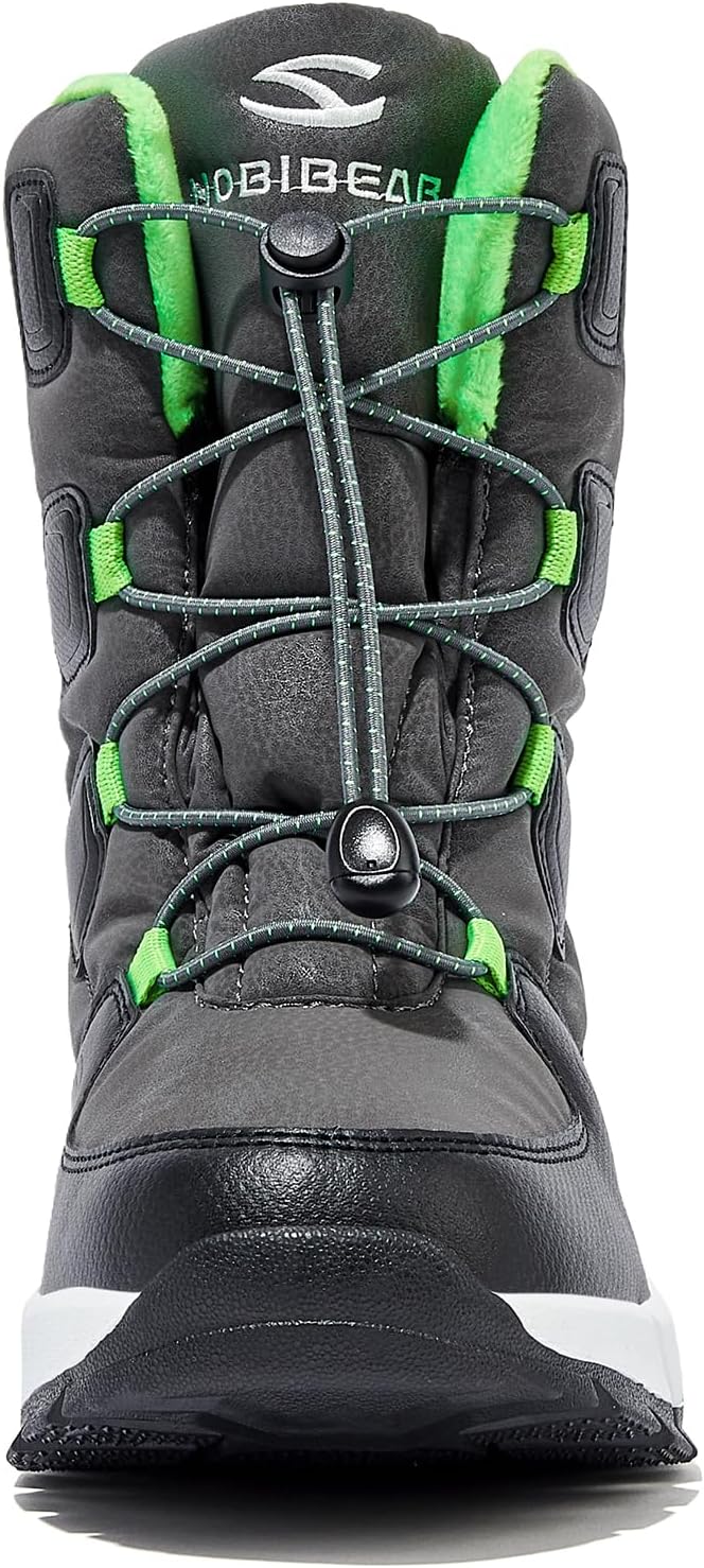 Kids Snow Boots Boys Girls Mid Calf | Water Resistant, Warm Faux Fur Lined, Insulated, Winter Shoes, Toddler Little