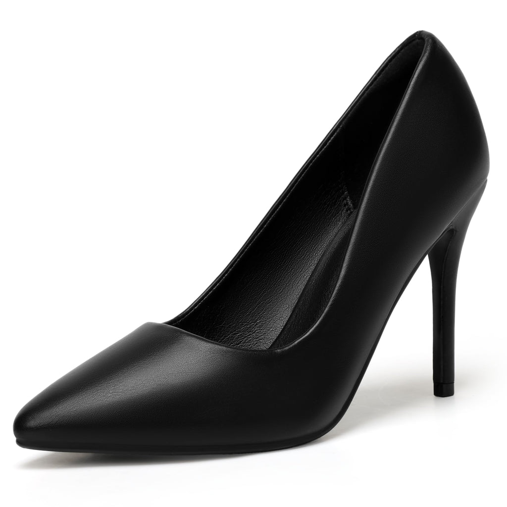 Women's Black Stiletto High Heels Closed Pointed Toe Pumps