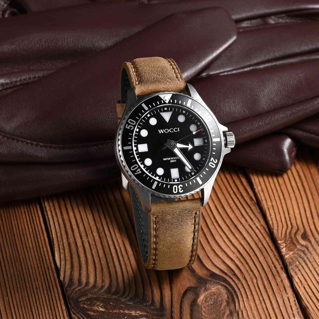 Watch Band, Genuine Leather, Dark Lining Leather, Quick Release, Strap Width 18mm 20mm 22mm