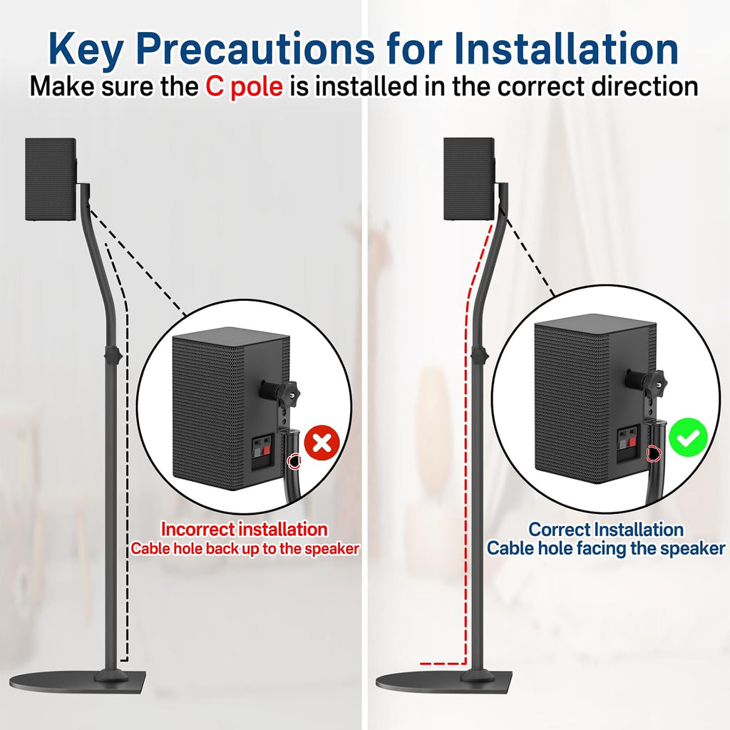 Speaker Stands for LG Rear Speakers SPQ8-S SPT8-S SPK8-S 578S1-S S78S2-S S65S3-S S55TR, Height Adjustable 33"–42" for