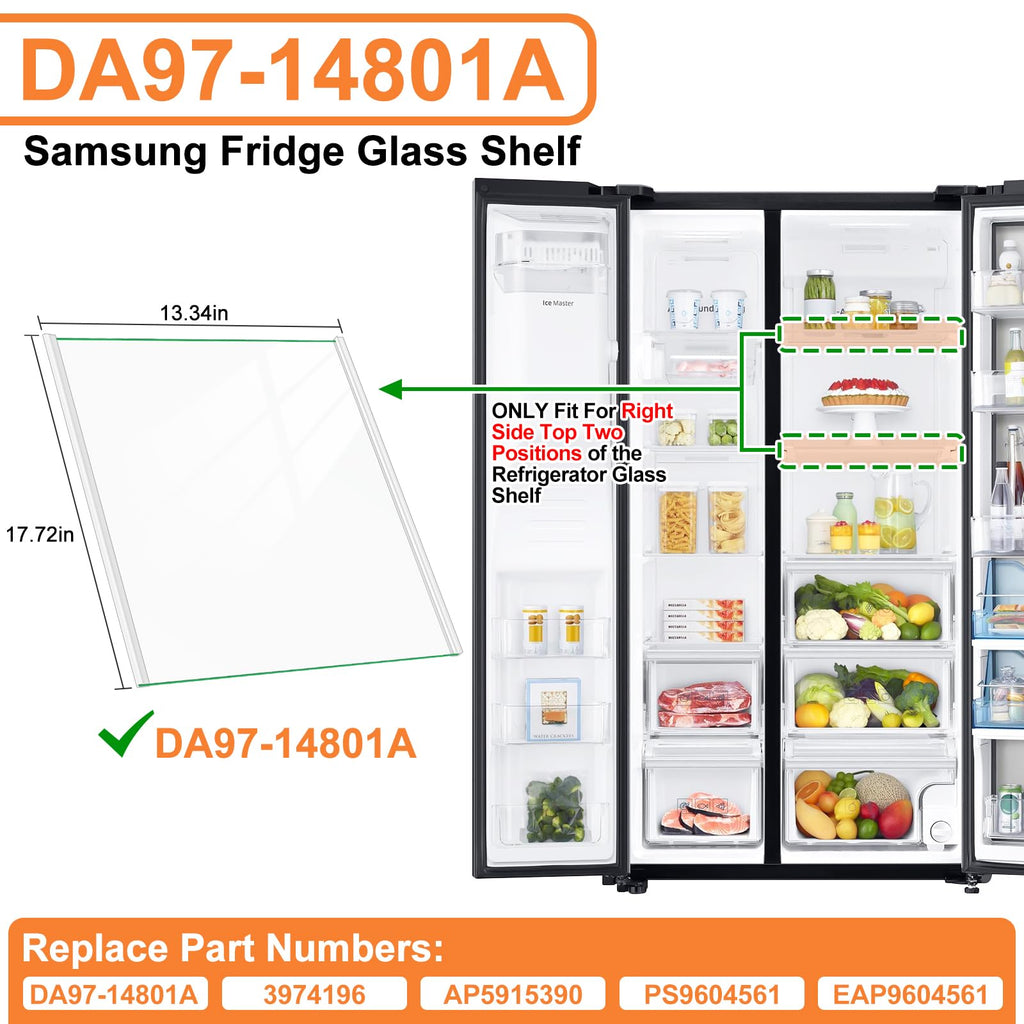 DA97-14801A Refrigerator Shelf Glass For Samsung Fridge Shelf Replacement