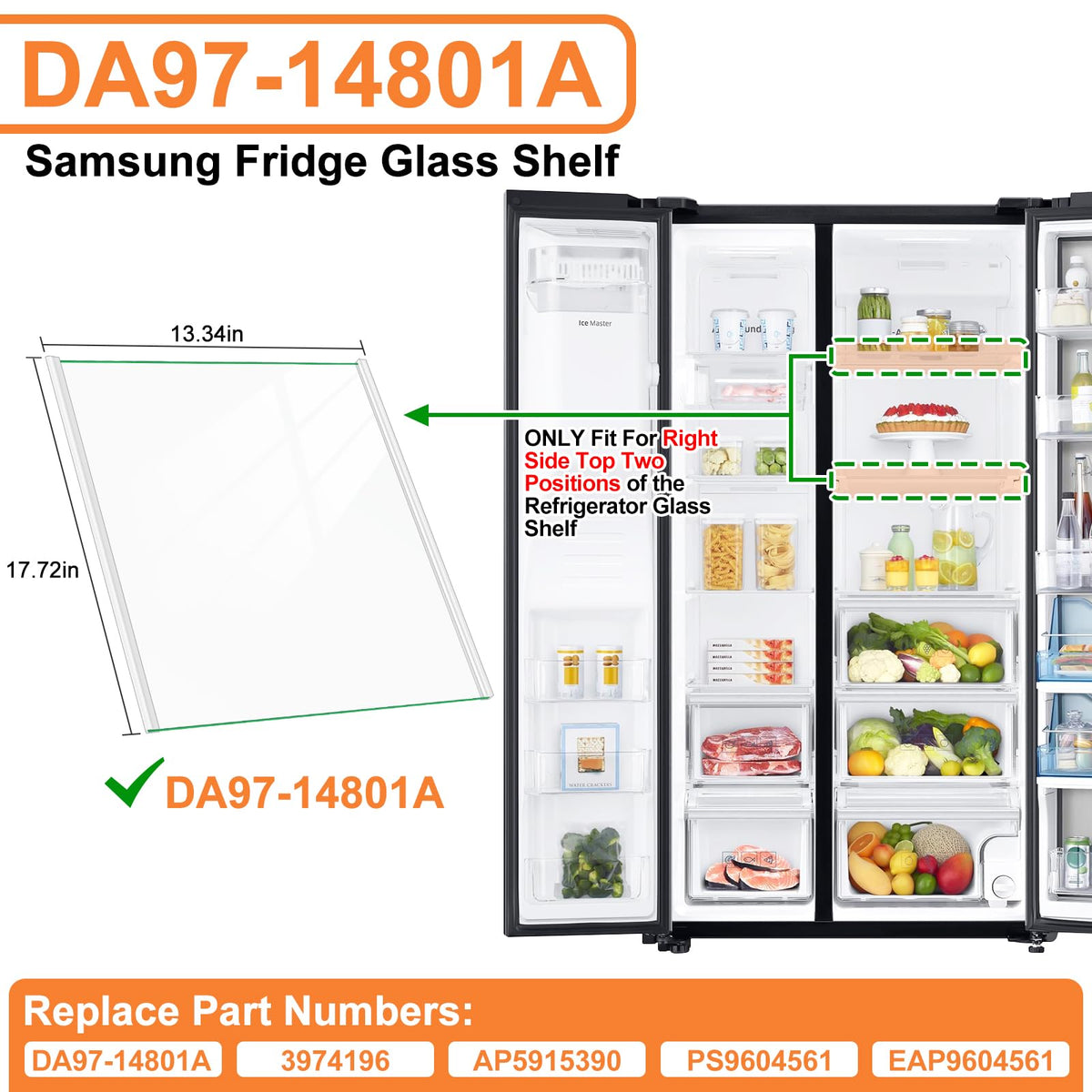 DA97-14801A Refrigerator Shelf Glass For Samsung Fridge Shelf Replacement