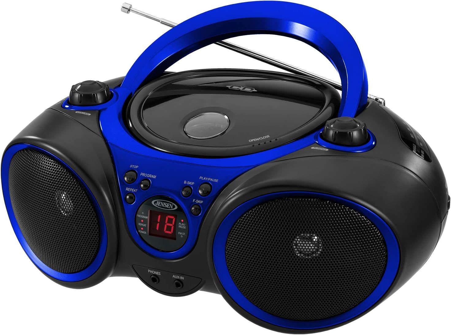 CD-490 Classic Boom Box Portable CD Player Home Audio Radio AM-FM, Stereo Speakers, Aux Line-in, Headphone Jack