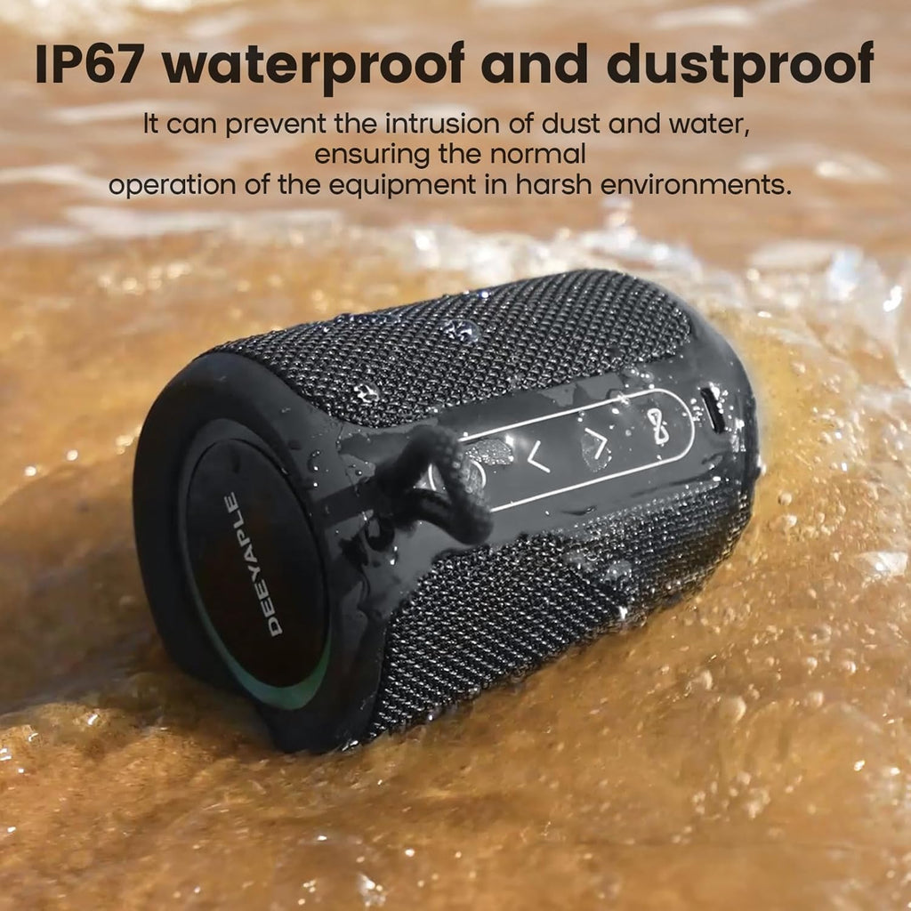 Bluetooth Speaker Wireless,IP67 Waterproof & Dustproof Portable Speaker with Lights,15W Loud Stereo Sound, 2500mAh