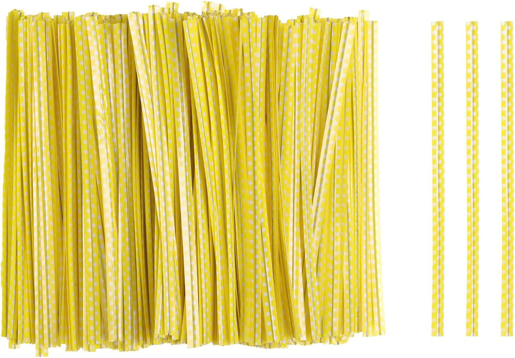 500pcs Bag Twist Ties 4" Reusable Plastic Twist Ties Wire Cable Ties for Party Bread Candy Cake, Yellow