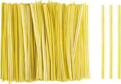500pcs Bag Twist Ties 4" Reusable Plastic Twist Ties Wire Cable Ties for Party Bread Candy Cake, Yellow