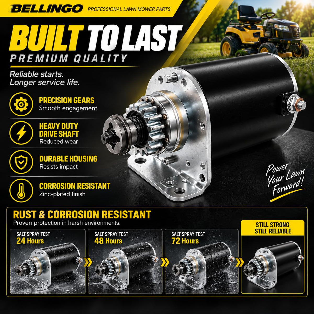 Starter Replacement for Briggs and Stratton 14 Teeth 593934 693551 5777N, 12 12.5 13 14 15.5 16 16.5 17 17.5 18 18.5 19.5 HP Cub Cadet 11 16 18 RTZ LT1018 Joh.n Deer.e D100 105 L100 New Holland Toro