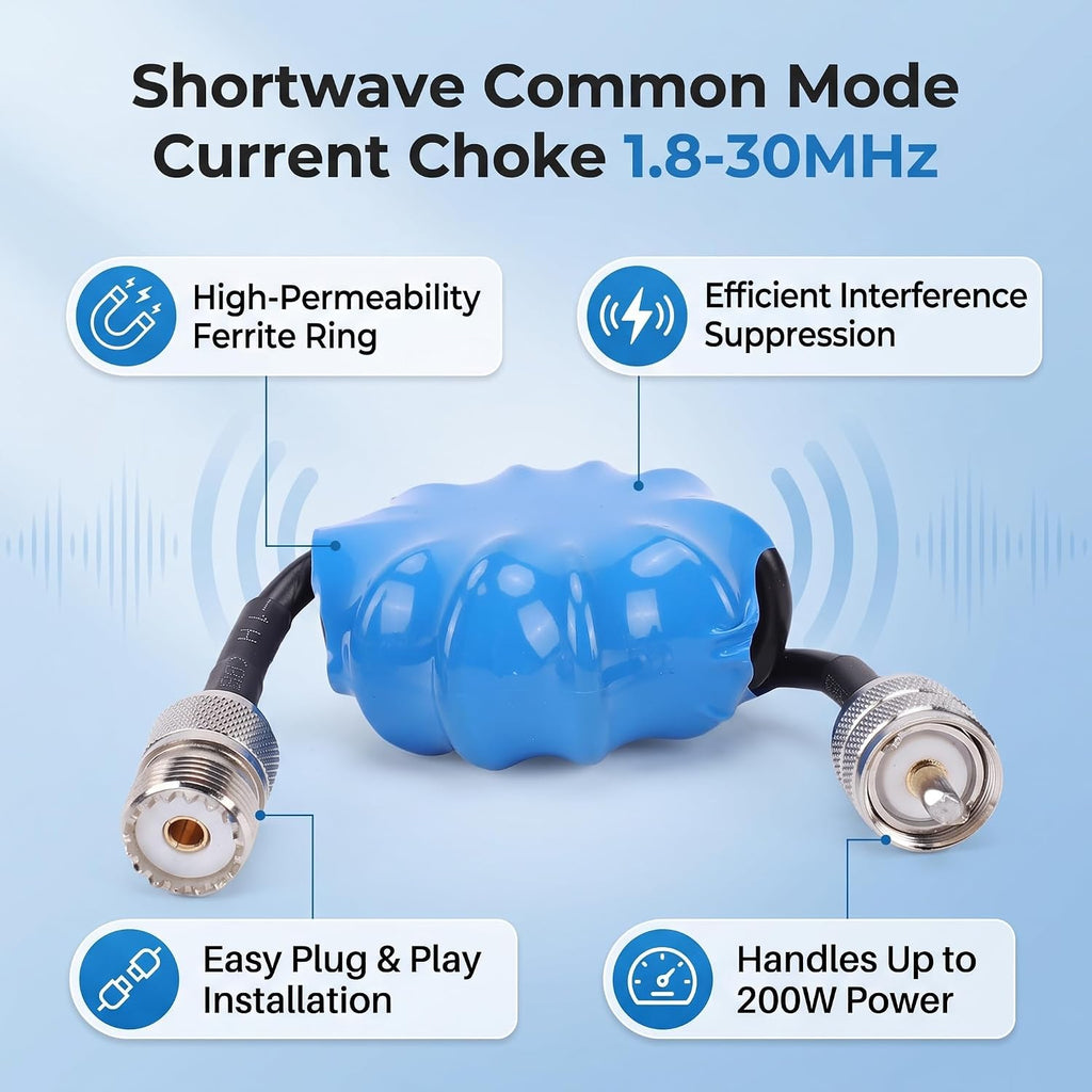 Fafeicy Shortwave Choke Magnetic Ring, 1.8-30MHz 1:1 Current Balun