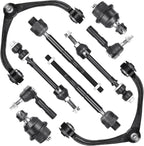 Front Upper Control Arms w/Ball Joints Replacement Suspension Kit for Dodge Dakota 2005-2010, for Ram Dakota 2011, for Mitsubishi Raider 2006-2009, with Sway Bars Tie Rods (10PCS)