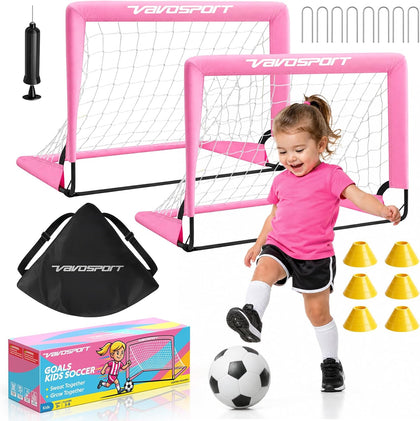 Mini Toddler Soccer Goal Set, 2 Pack 2x1.5 ft Soccer Goals for Backyard | Portable Pop Up Soccer Goals, Kids Soccer
