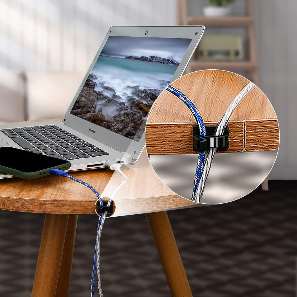 50 Pcs Self Adhesive Cable Management Clips, Cable Organizers Sticky Wire Clips Cord Holder for TV PC Laptop Ethernet