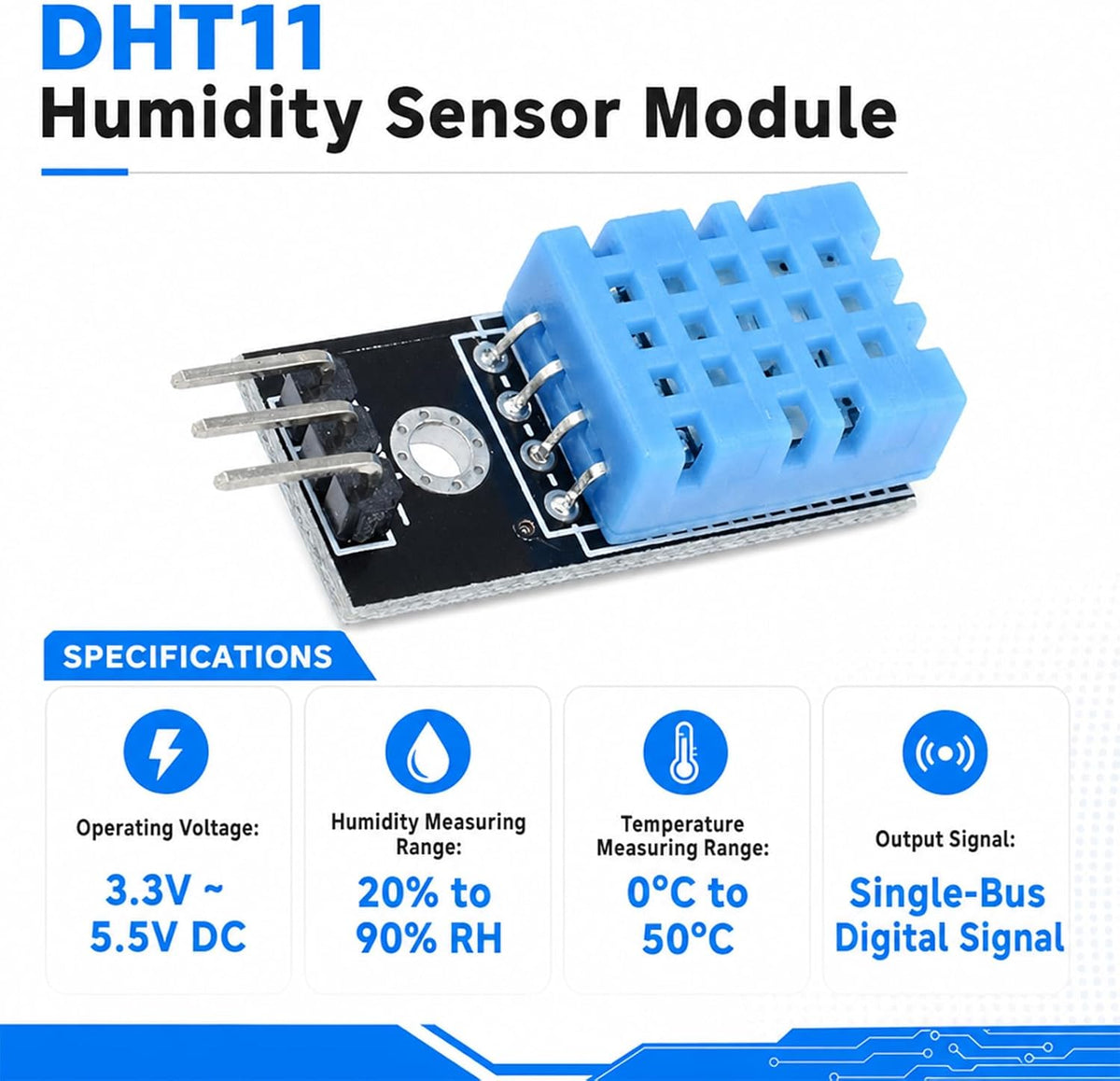 10-Pack DHT11 Humidity Sensor Module, 3.3V-5.5V