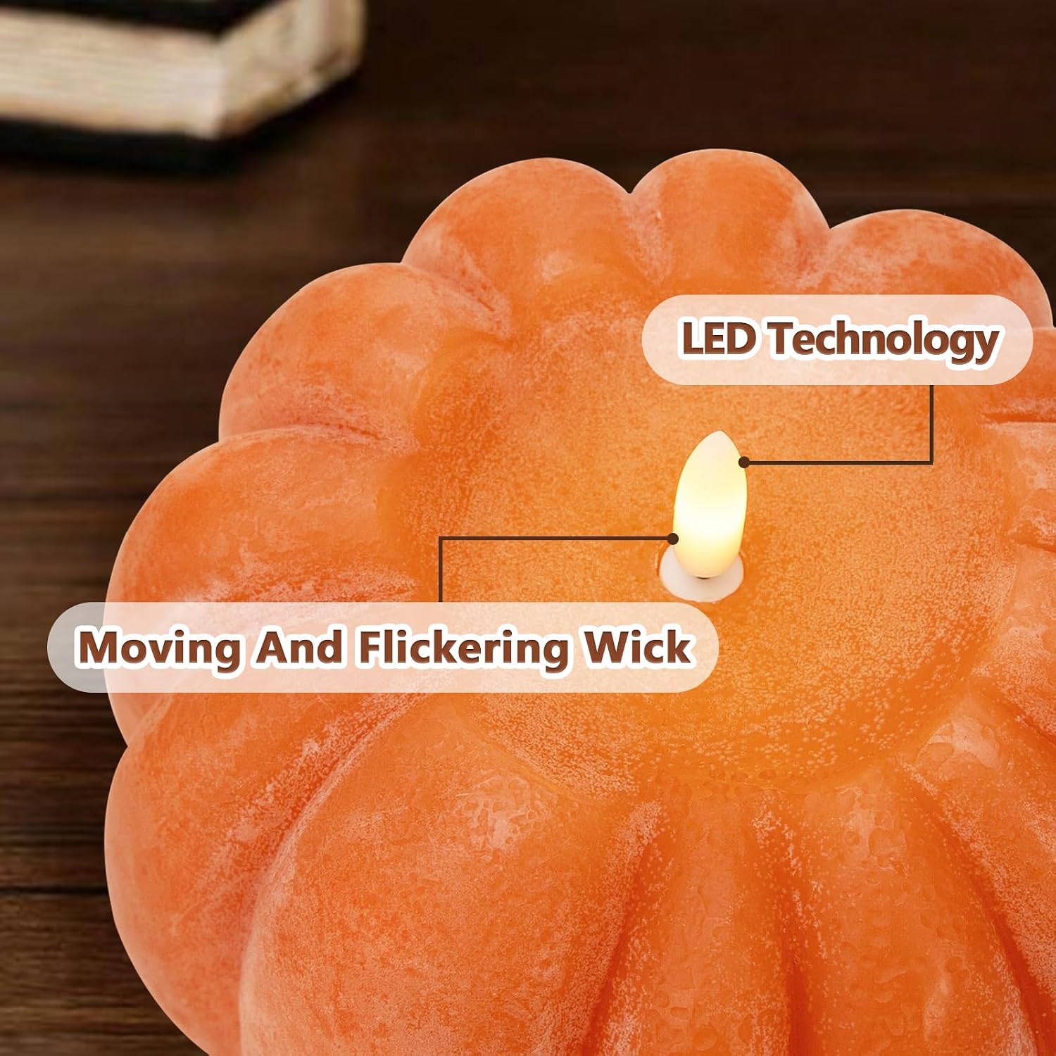 Fall Decorations for Home - Flickering Flameless Wax Pumpkin LED Candle | Timer Remote Control, Fall Decor
