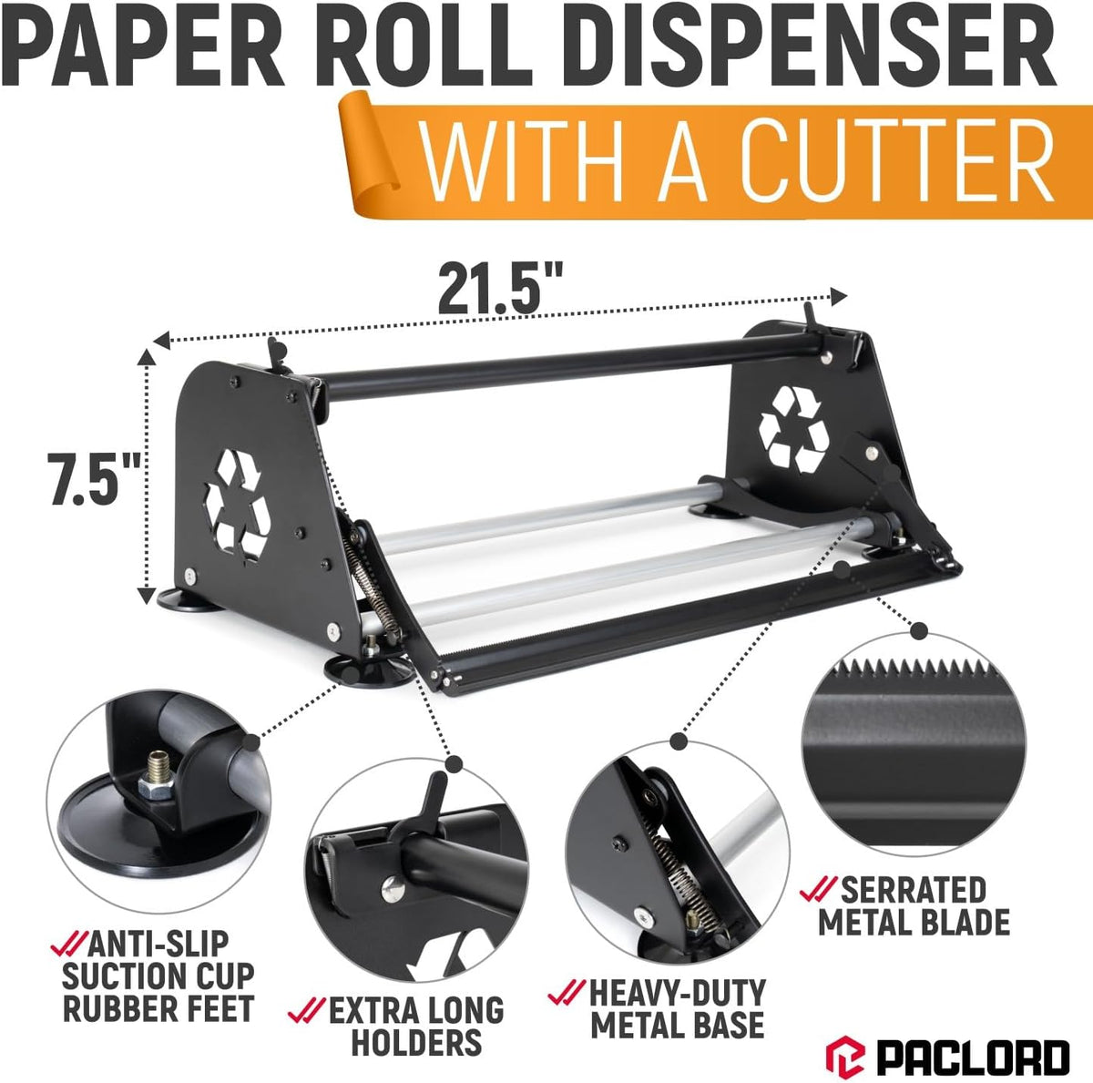 18" Paper Dispenser with Cutter + Orange Kraft Paper Roll