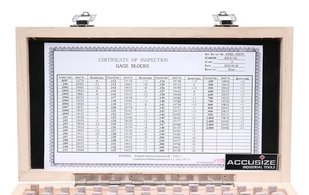 Accusize Steel Gage Block Set, Grade AS-2, 81 Pc, P900-S583