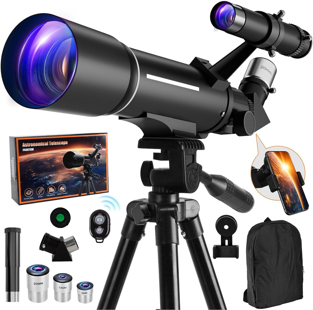 Telescope, Telescope for Kids & Adults, 70mm Aperture 500mm Refractor Telescopes for Astronomy Beginners with Tripod