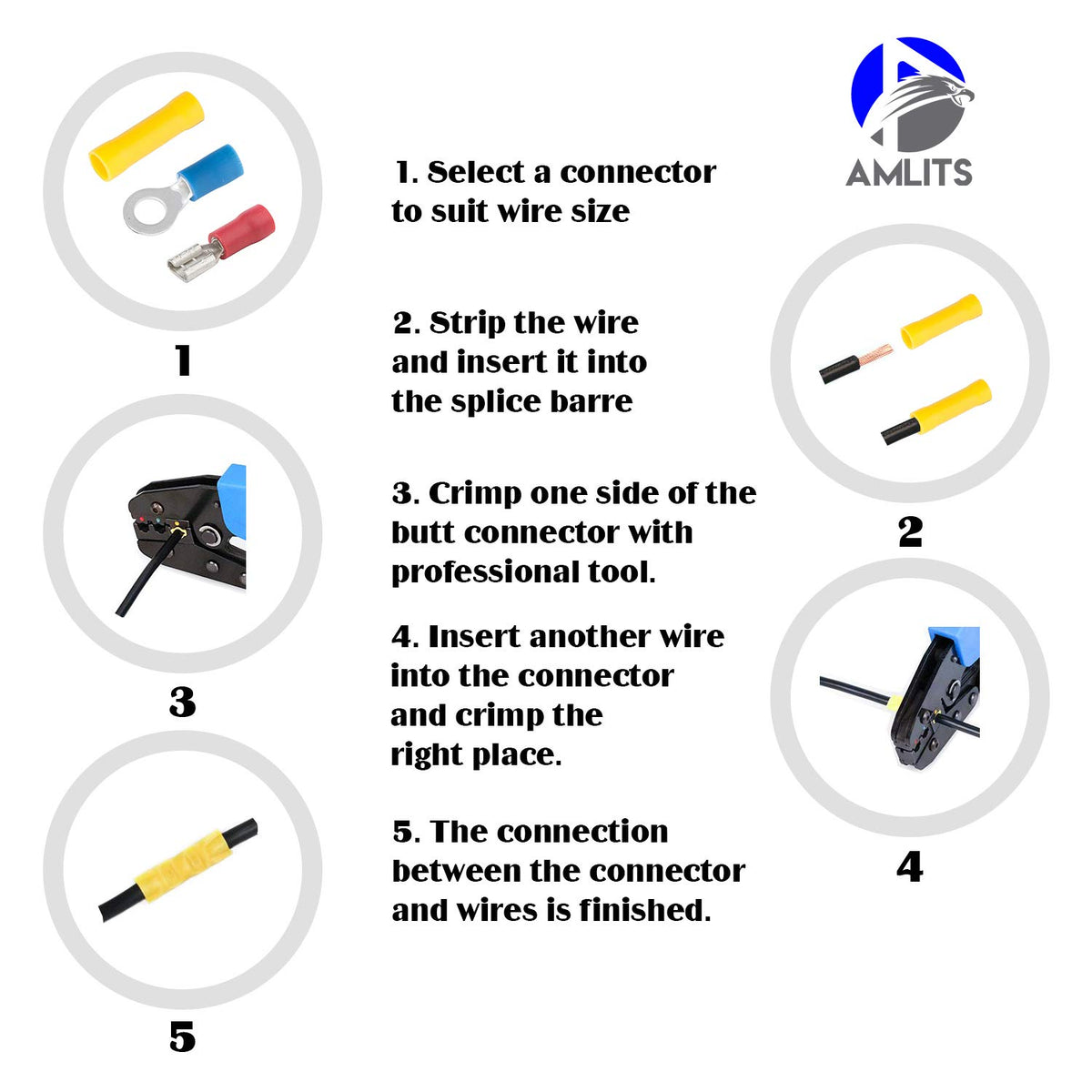 300 PCS Insulated Wire Electrical Connectors - Butt, Ring, Spade, Quick Disconnect - Crimp Terminals Connectors Assortment Kit