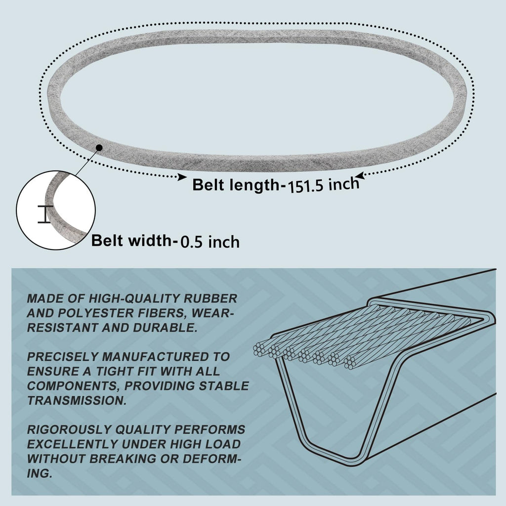 Holdly 592951801 Deck Belt 1/2 x 151.5'', for Husqvarna Zero-Turn 54" Deck