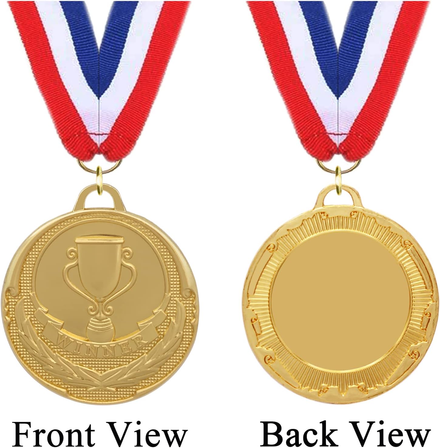12 Pieces Gold Medals for Awards - Winner Medal Metal with Neck Ribbon Prizes for Kids, Adults, Sports Day, Spelling