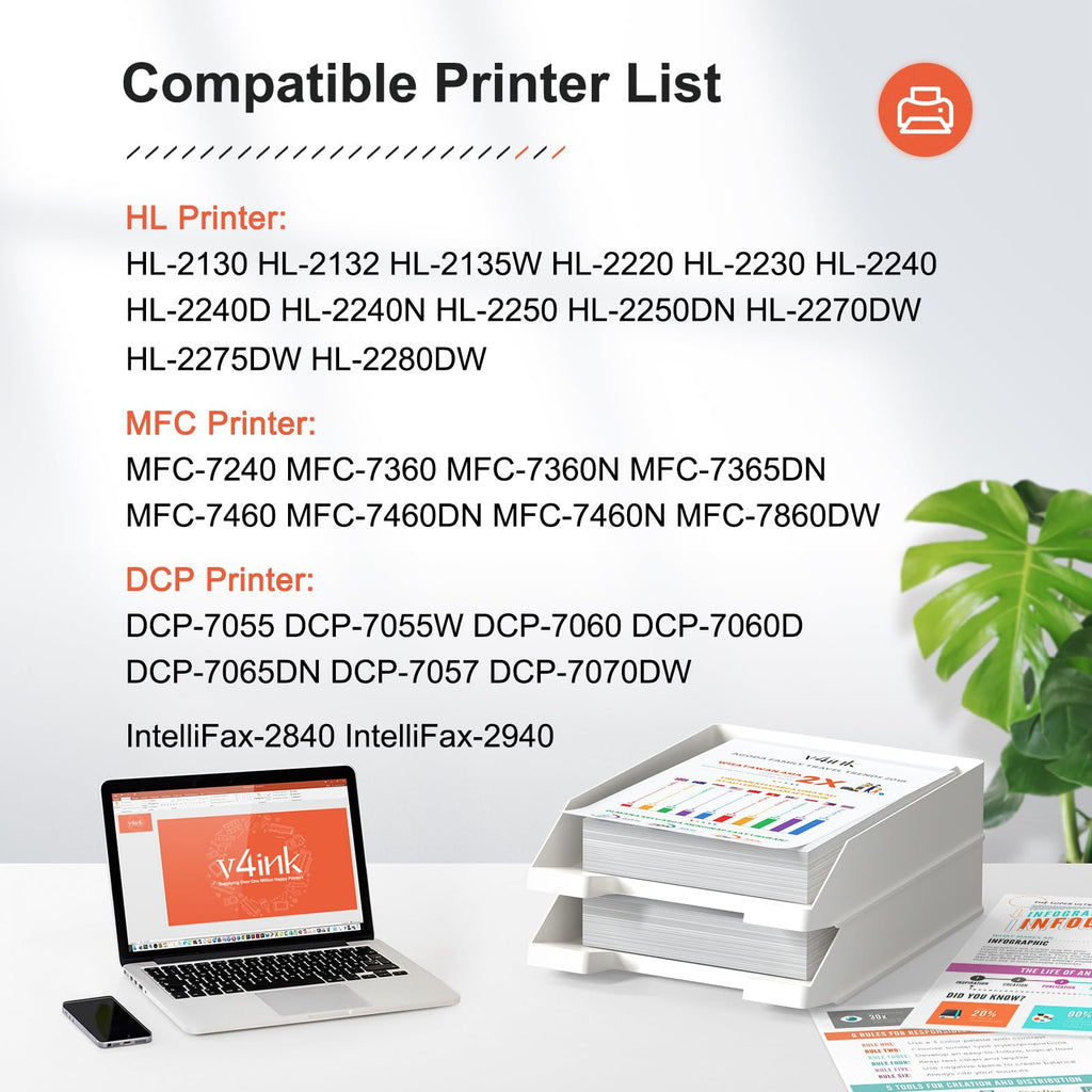 DR420 TN450 Compatible for Brother DR-420 Drum TN-450 Toner 4-Pack