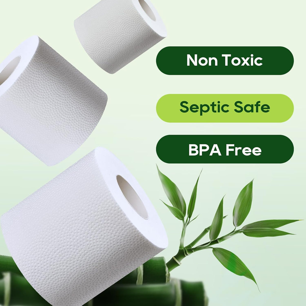 Bamboo Toilet Paper 2 Ply, 16 Double Rolls, 320 Sheets, White