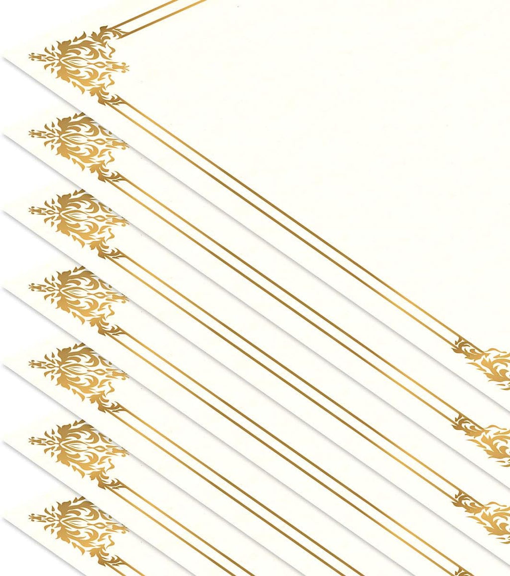 Empire Gold & White Parchment Certificate Papers - Pack of 25, NOT FOIL Laser & Inkjet Printer Compatible, for