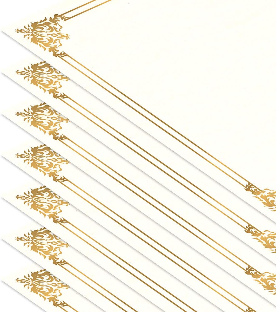 Empire Gold & White Parchment Certificate Papers - Pack of 25, NOT FOIL Laser & Inkjet Printer Compatible, for