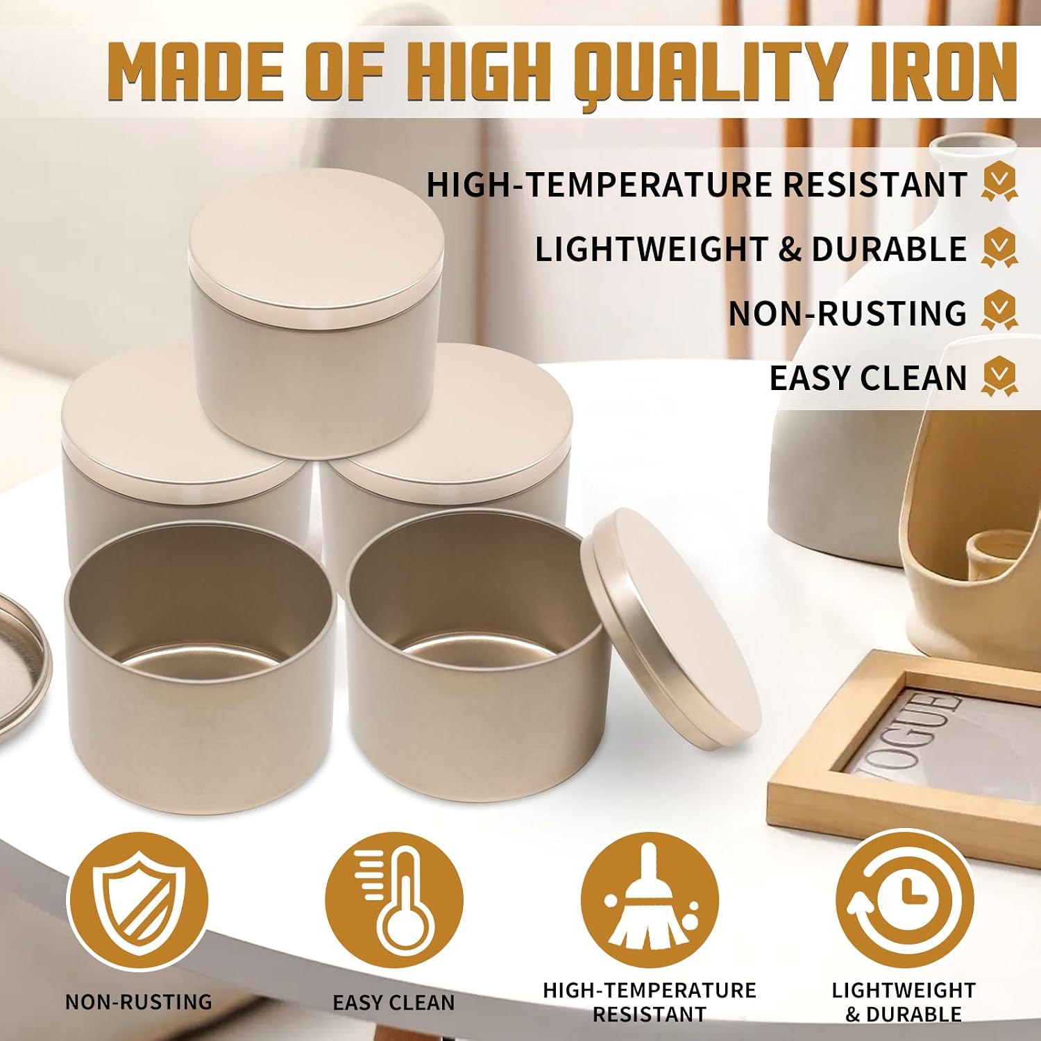 24-Pack 8oz Candle Tins with Lids, Metal Candle Jars for Candle Making, Empty Containers Vessels Bulk for Small