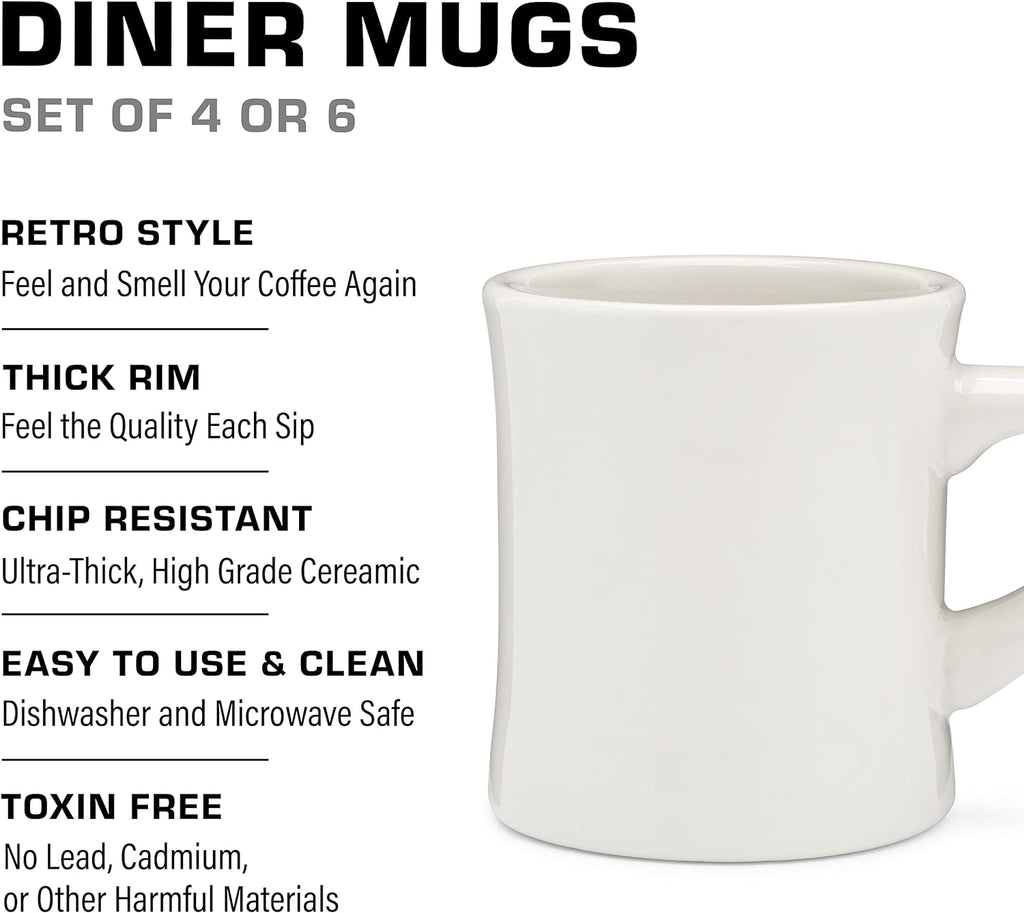 Diner Mug — Heavy Coffee Mug, Retro Coffee Mug – Sturdy & Heavy Diner Mug – Nostalgia in Every Sip [Cream, 11 oz