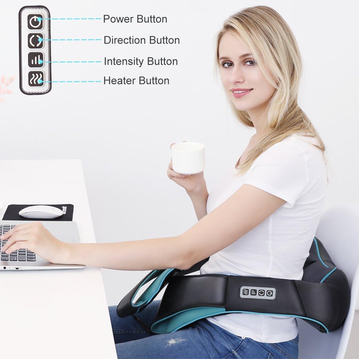 Fathers Day Dad Gifts, Shiatsu Back Shoulder and Neck Massager with Heat, Electric Deep Tissue 4D Kneading Massage