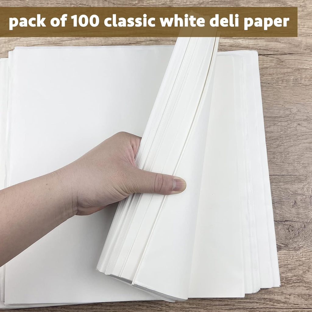 Deli Paper Sheets 12" X 12" 100PK, Grease Proof Sandwich Wrapping Paper (White)