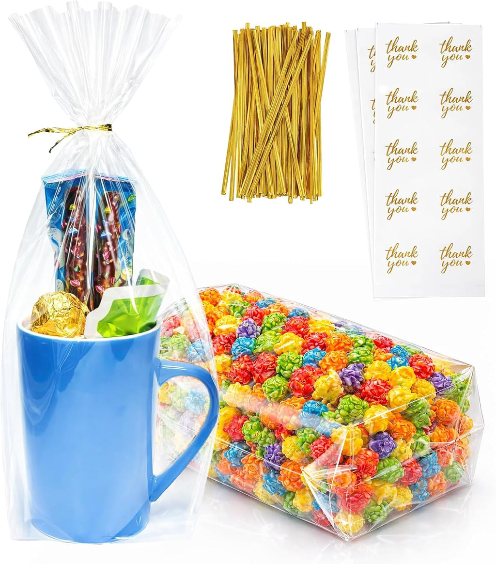 Clear Cellophane Treat Bags 7x12 with Flat Bottom & Gusset