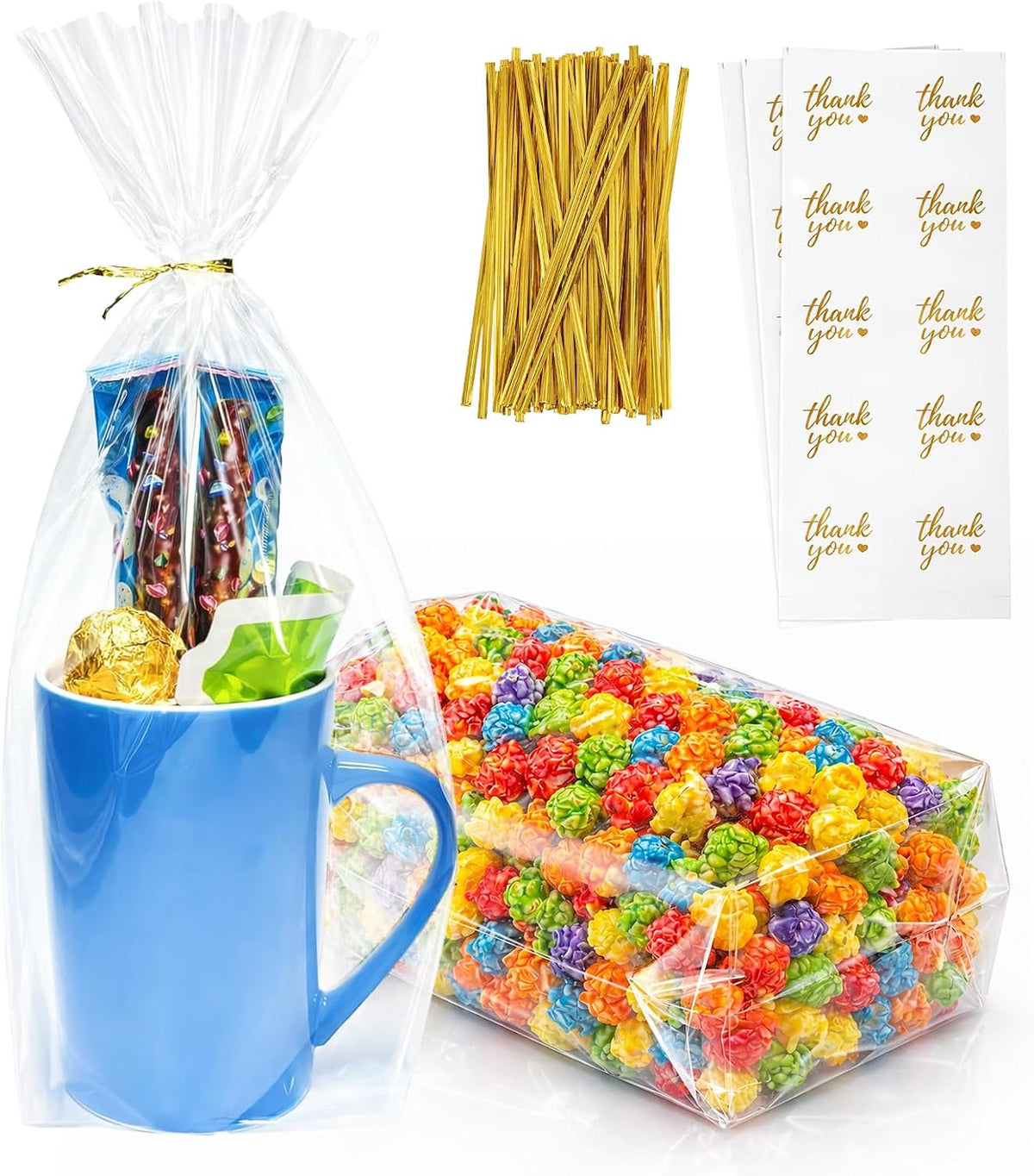 Clear Cellophane Treat Bags 7x12 with Flat Bottom & Gusset
