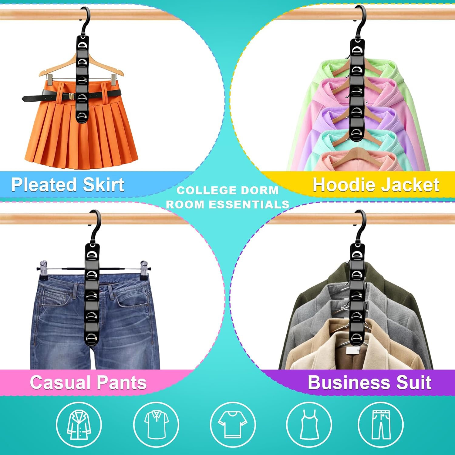 Closet Organizers and Storage,Upgraded Organization and Storage Clothes Hanger,12 Pack College Dorm Room