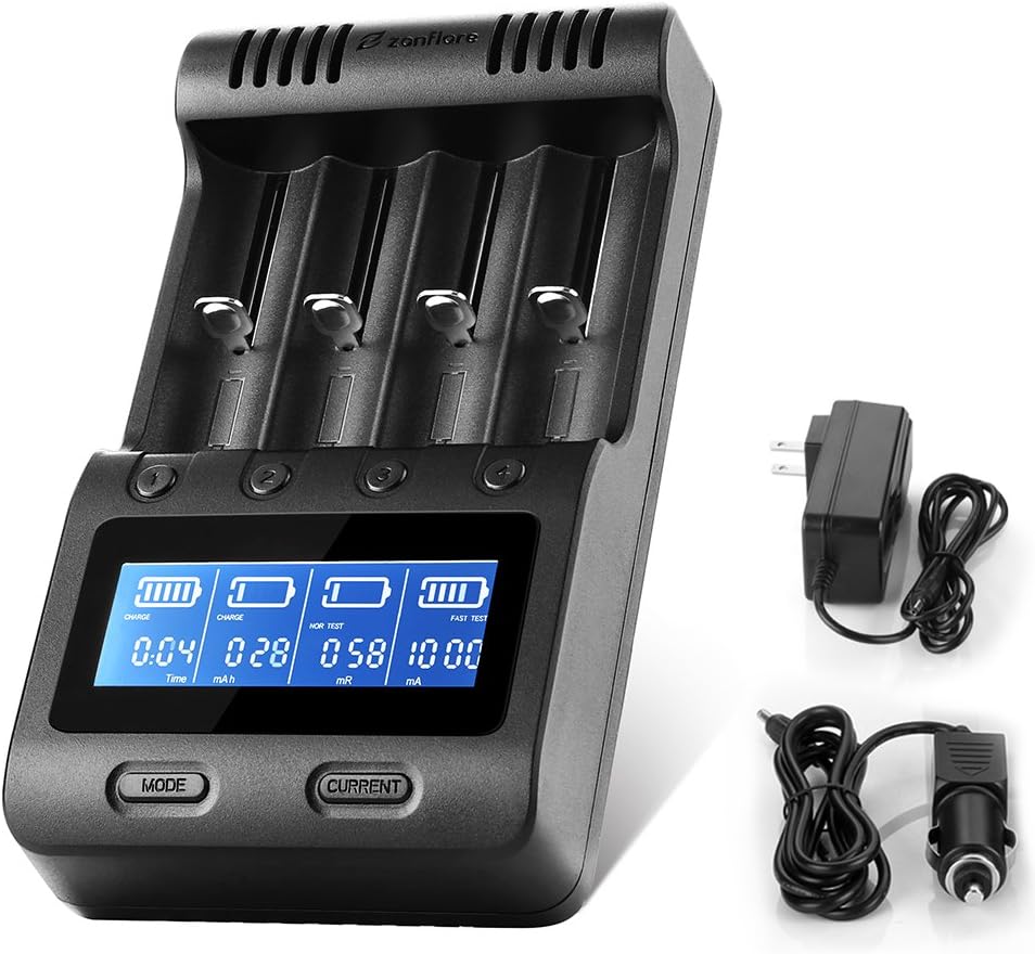 C4 LCD Display Speedy Universal Smart Battery Charger,Battery Capacity Analyzer for Rechargeable Batteries, aa