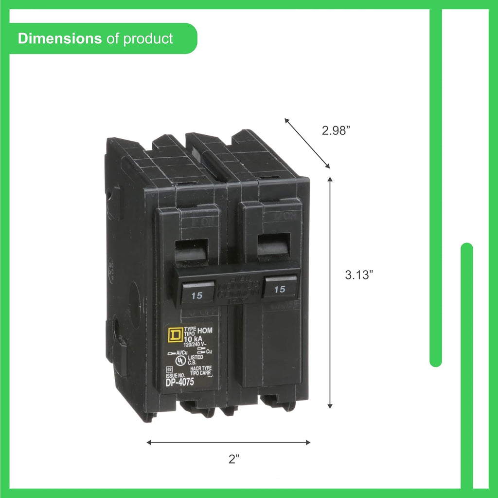 Square D - HOM215CP Homeline 15 Amp Two-Pole Circuit Breaker