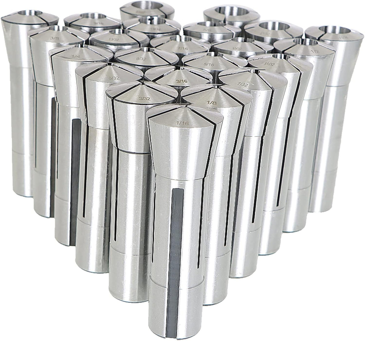 waltyotur R8 Collet Set 1/16-3/4" R8 Mill Spindle Taper 0.0006 TIR 23 Pack